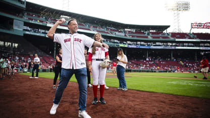 Bruins coach Marco Sturm throws 1st pitch Red Sox game