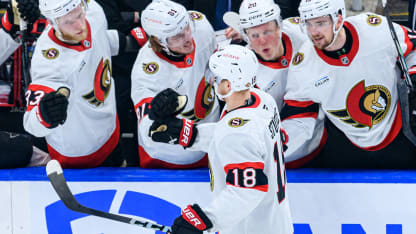 Stützle banks an empty-net goal