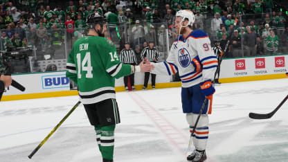Oilers and Stars exchange handshakes