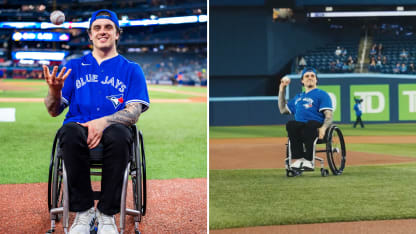 Humboldt Broncos Ryan Straschnitzki 1st pitch Blue Jays