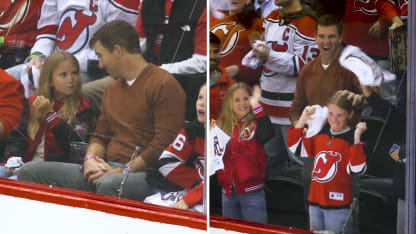 Eli Manning New Jersey Devils Game 4 with daughters