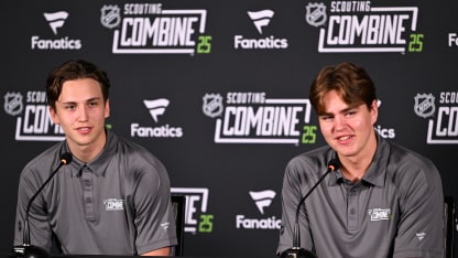 Victor Eklund Anton Frondell Sweden teammates at NHL Scouting Combine