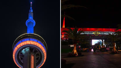CN Tower Hard Rock Stadium light up before Stanley Cup Final