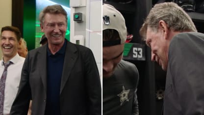 Wayne Gretzky visits Dallas Stars locker room after series clinching Game 6